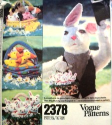 2378 VOGUE 3 EASTER BUNNY BASKET, DUCK, PIG, HORSE, GEESE PATTERN UNCUT